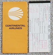 1969 Continental Airlines Trip Pass, Ticket Stub Jacket Envelope, Vintage