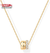 PAVOI 14K Gold Plated Pendant Necklace for Women  Two Distinct Rondelle Pendant