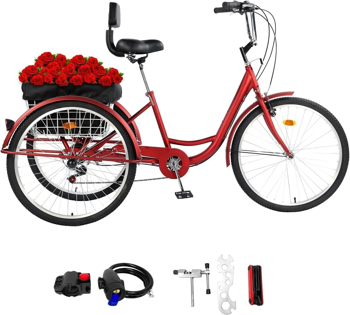 MOONCOOL Triciclo Eléctrico Para Adultos, 350 W 36 V, Triciclo Eléctrico Motorizado De Tres Ruedas 7 Velocidades 3 Ruedas Triciclo Electrico Para MOONCOOL Triciclo Eléctrico Para Adultos, 350 W 36 V, Triciclo Eléctrico Motorizado De Tres Ruedas 7 Velocidades 3 Ruedas Triciclo Electrico Para