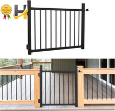 36x45" Aluminum Deck Gate Kit Adjustable Width Self-Closing Hinge Black