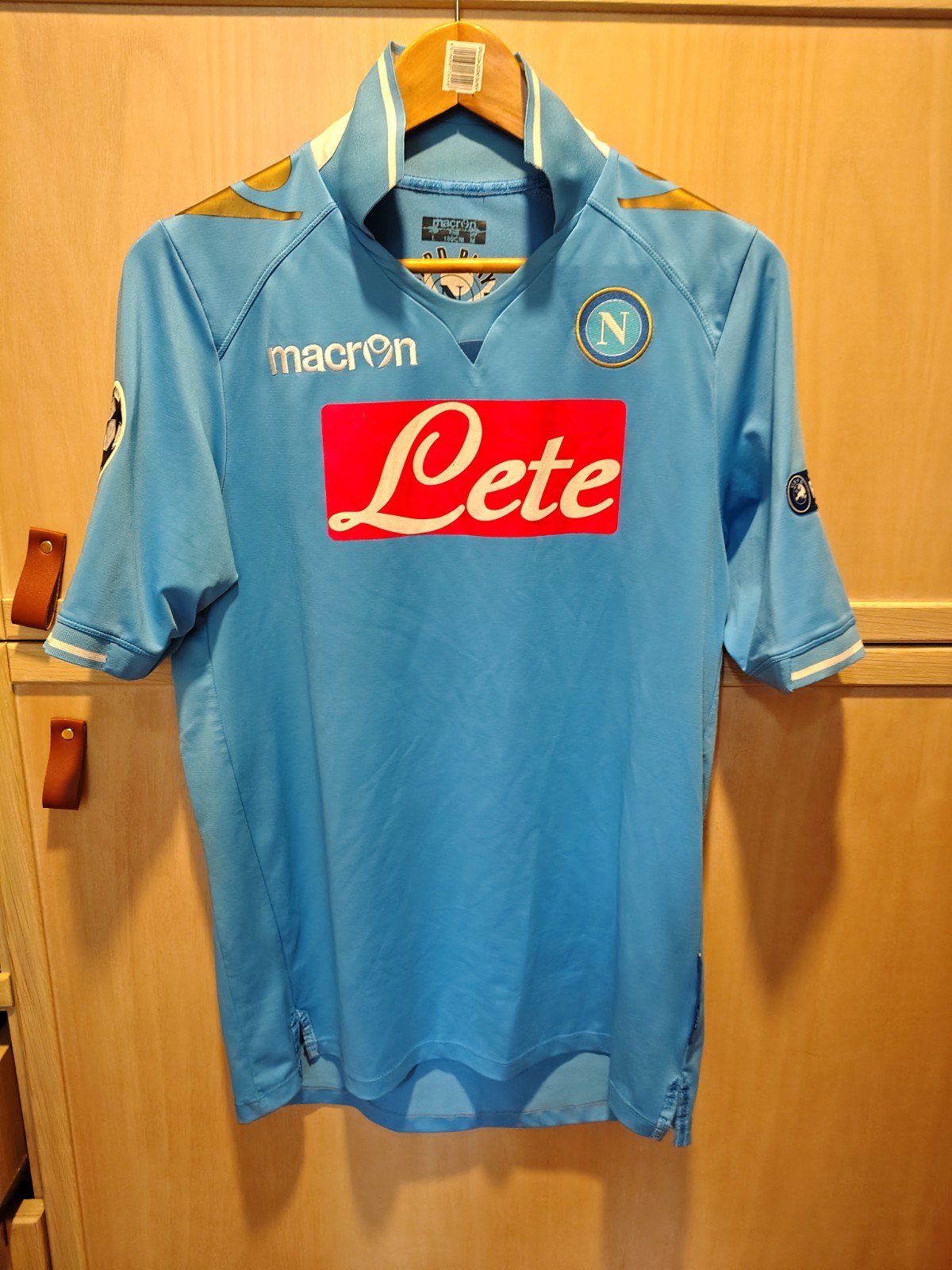 Macron Maglia SSC Napoli Home blu manica corta sponsor Lete 180CM