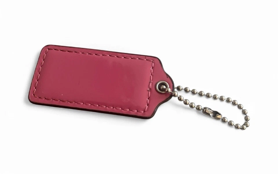 Bolso Llavero Coach Rosa Charol y Cuero Plateado Dije Llavero Etiqueta Colgante Foto 2 de 2