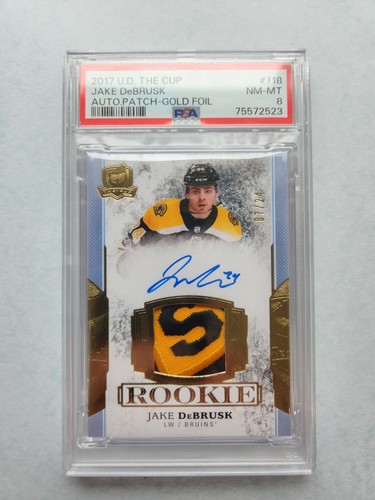 2017 Jake Debrusk The Cup Rookie Patch Auto Gold 7/24 Psa 8