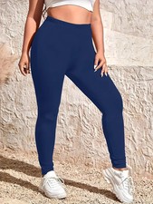 Plus Size Leggings Women's High Waist Black Stretch Ankle Length Casual Pants