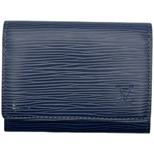 Auth Louis Vuitton Epi Leather Blue Celeste Card Case Holder Wallet M60626