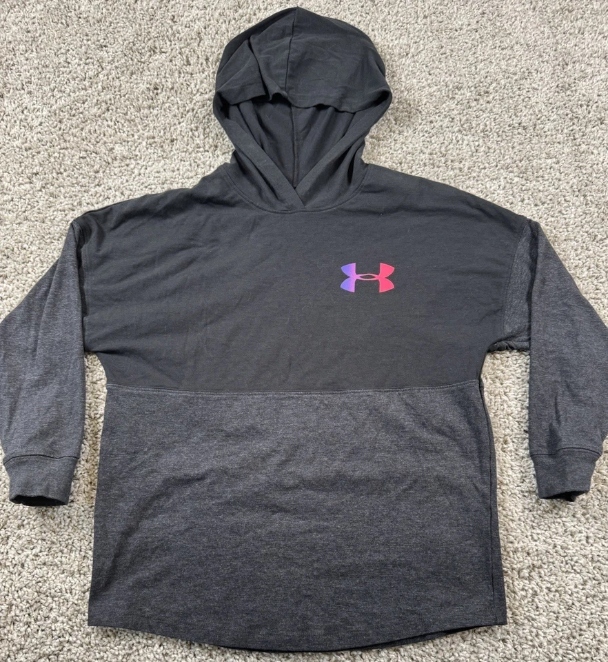 Under Armour Heat Gear Lightweight Pullover Hoodie Neon Spellout Youth Small - Image 2 of 3