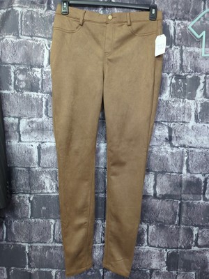 Time & Tru Brown Faux Suede High Rise Skinny Jeggings Small 4-6 (30X29)    [S12]
