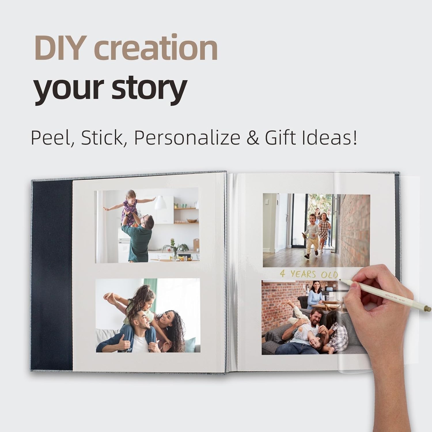 40-Page Self-Adhesive Scrapbook Album with Metallic Pen for Memorable Moments