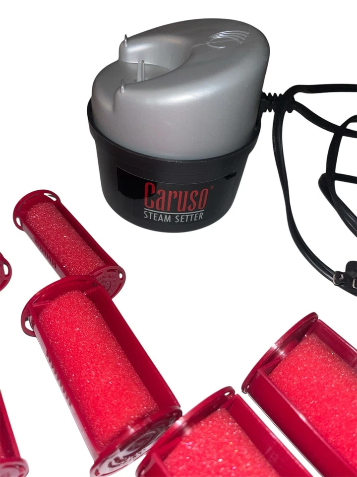 Caruso Molecular Steam Hair Rollers Set Red Glitter + Steamer Base Tested - Image 3 of 3