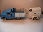 1960s Pressed Steel Tonka Stepside Stake Bed  Truck With Horse Trailer