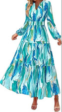 Womens 2026 Fall Boho Maxi Dress Floral Long Sleeve Flowy Elegant Wedding Guest