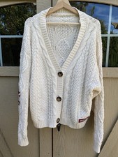 Taylor Swift Burgundy Red Star Patch Knit Cardigan Sweater Womens XS/SM