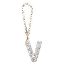 Letter Bag Charm Bling Glitter Letter Charm Initial, White, U Shape