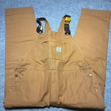 Carhartt Firm Duck Insulated Bib Overall Men XL Tall Loose Fit Brown OR4393M NWT