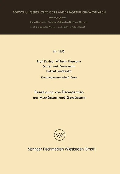Wilhelm Husmann | Beseitigung Von Detergentien Aus AbwäSsern Und GewäSsern-image
