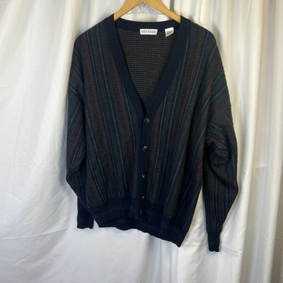 METHODE Italian Wool Blend Cosby Style Long Sleeve Cardigan Blue, Green Large