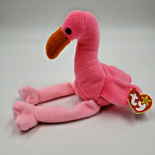 TY Beanie Baby 1995 Pinky the FLAMINGO Bird Plush Toy Retired 4th Generation