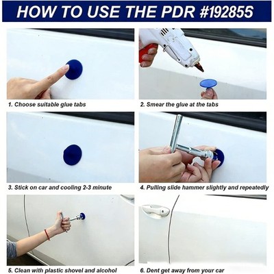 Vehicle Dents Fixing Kit Ergonomic T Handle Grip With 12 Plastic Puller Pads