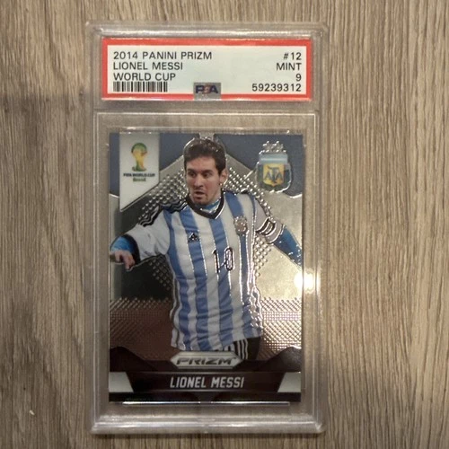 2014 Panini Prizm FIFA World Cup Lionel Messi card graded PSA 9 MINT.
