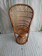 Vintage DOLLS PEACOCK CHAIR  or Plant Stand  - 80s Woven Rattan / Wicker