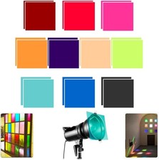 20 Packs Lighting Gels Sheets,Colored Film 10 Colors Transparent Plastic