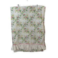 Lady Pepperell Full Flat Sheet Ruffle Hem Vintage Floral Cottage Shabby Chic