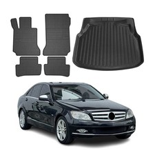 Fußmatten & Kofferraumwanne Set für Mercedes C Klasse W204 2007-2015 Gummi 5x