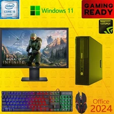 HP i5 Gaming Desktop PC Computer Nvidia GT1030 Win11 16GB 1TB 22" LCD Office24