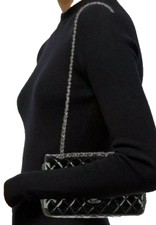 Women's Bags Designer Chanel Black Quilted Patent Leather Medium Double Flap Bag