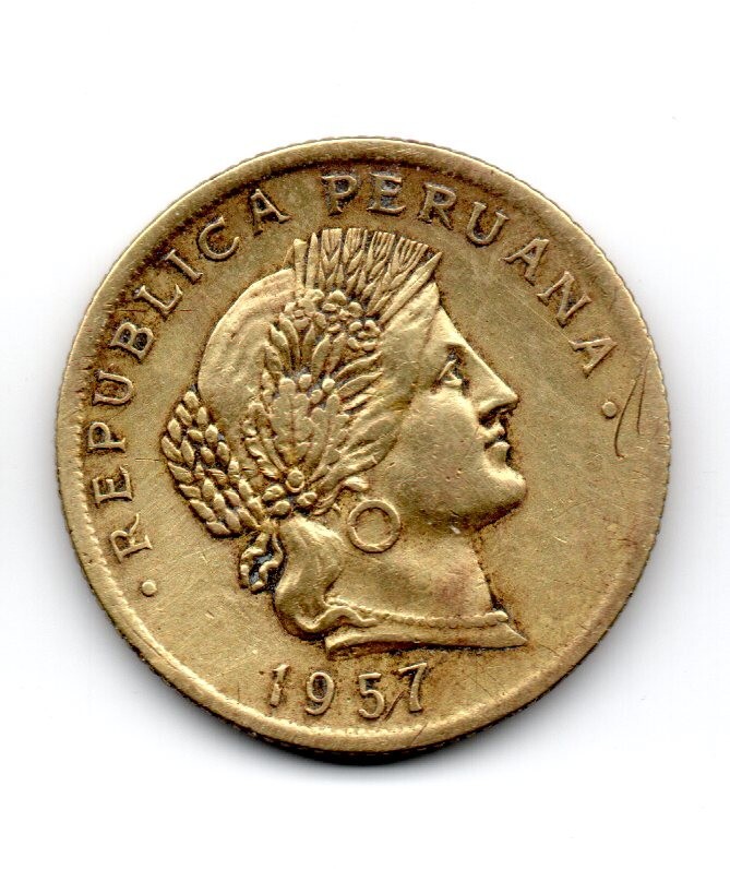 Perú 1957, Head of Ceres facing right, 20 centavos, accept offers
