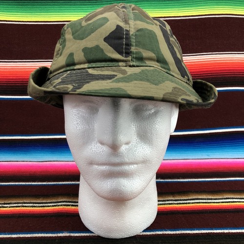 Vtg Youngan Mens Duck Camo Bucket Hat Sz M Bird Hunting Brimmed Ear Flap Lined - Picture 2 of 10