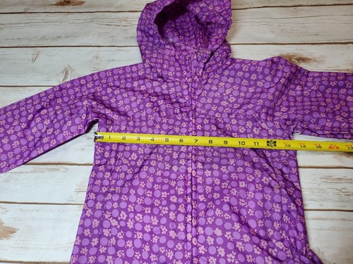LANDS END KIDS Jacket Girls 4 Small Hooded Windbreaker Purple Floral Nylon Zip - Picture 8 of 10