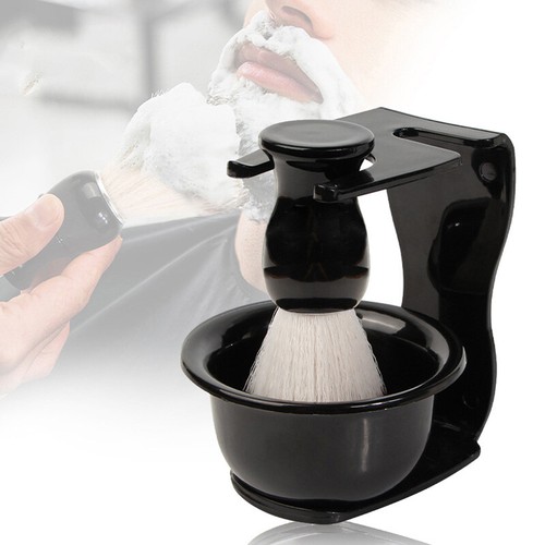 Men Shaving Brush Set Shave Razor Stand Holder Beard Hair Removal With Bowl Mug - Picture 5 of 11