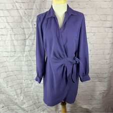 NWT LOFT Elegant Purple wrap Dress sz 0 classic office professional midi shift