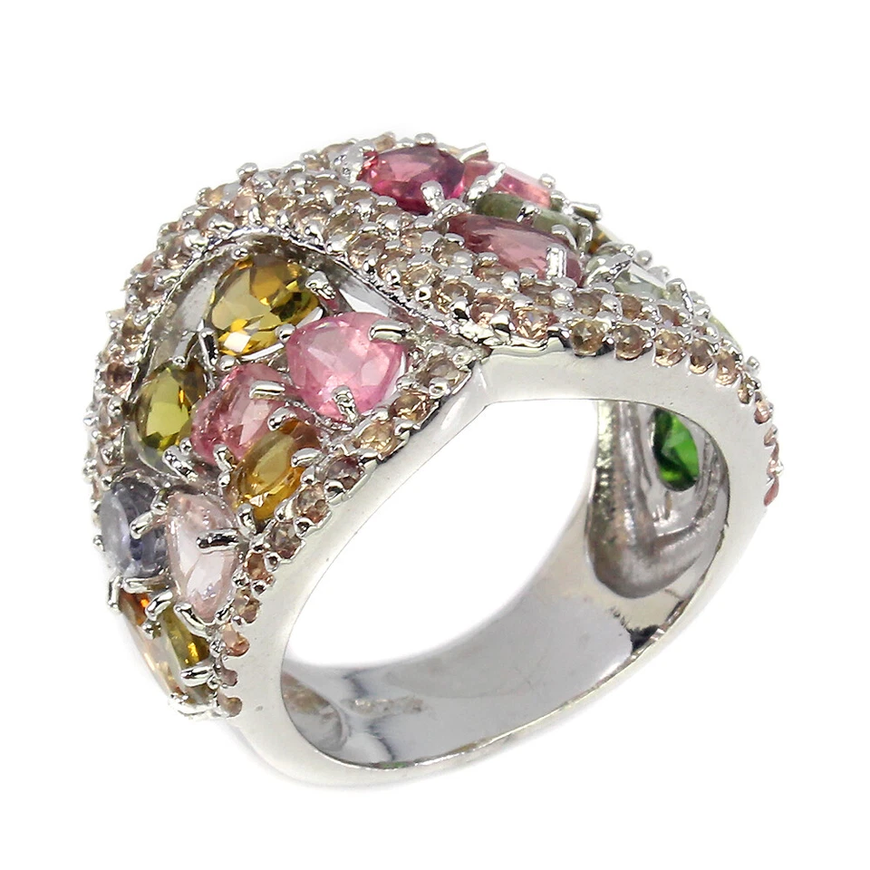 Anel de prata esterlina 925 turmalina de pera 5x4mm joias de pedra preciosa citrina - Imagem 2 de 4