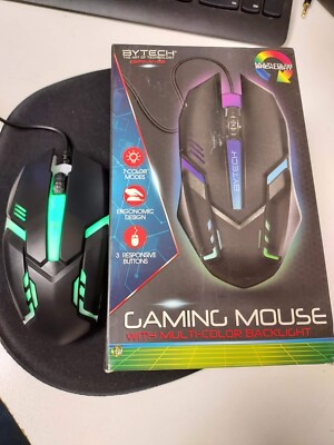 Bytech Wired Gaming Mouse With Multi-Color Backlight, Black (BY-MS-WR-104-BK)