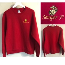 New JERZEES Marine Corps Sweatshirt Sz S NWOT Embroidered SEMPER FI Chest LOGO