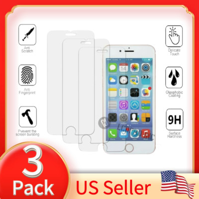 Premium Screen Protector Tempered Glass For iPhone 8 7 Plus Real 3-PACK Clear 9H