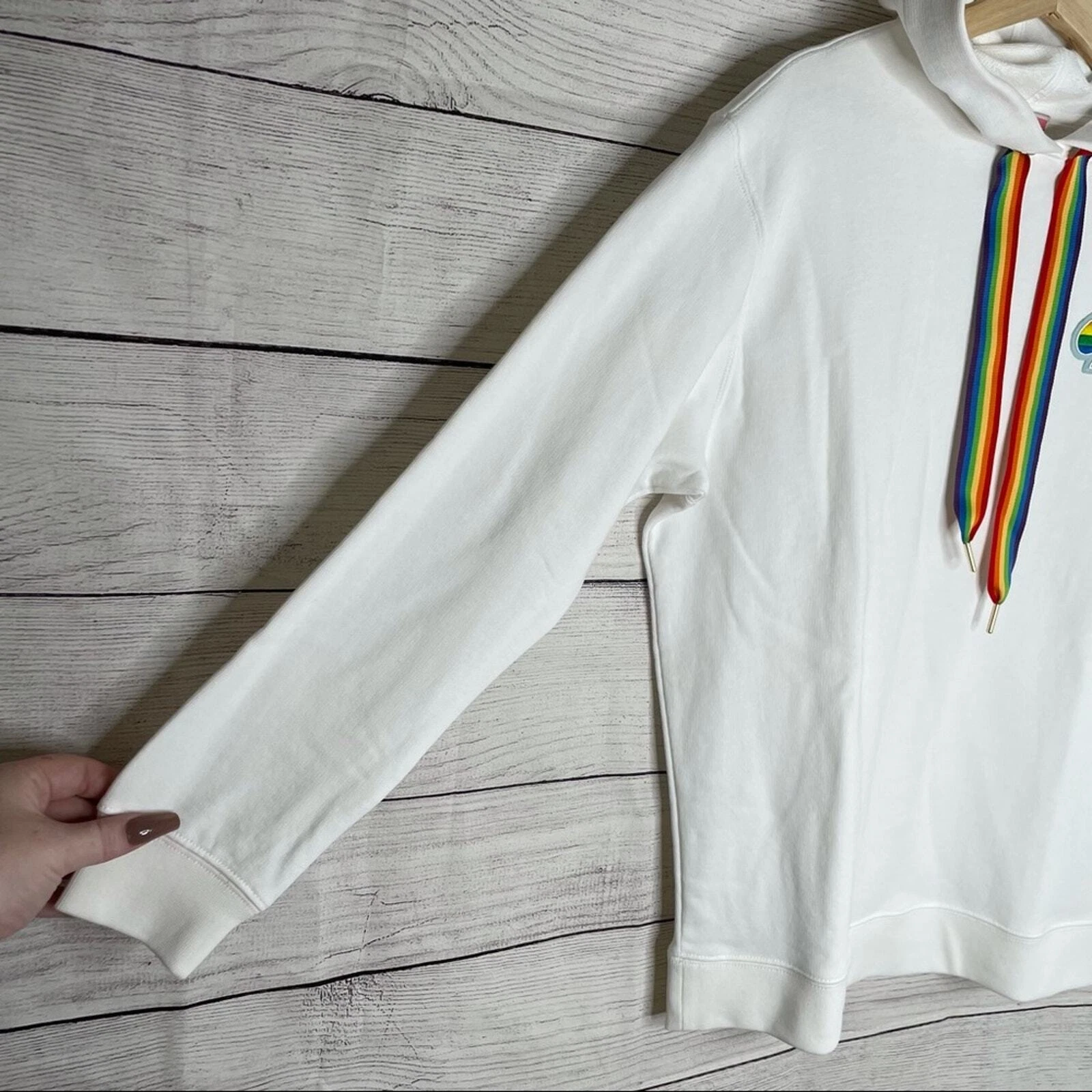 Felpa con cappuccio bianco Kate Spade logo Arcobaleno Pride XXS