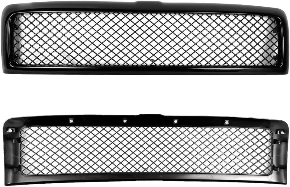 Se adapta a Dodge Ram 1500 2500 3500 1994-2002 camioneta negro brillante parachoques capó parrilla Foto 2 de 4