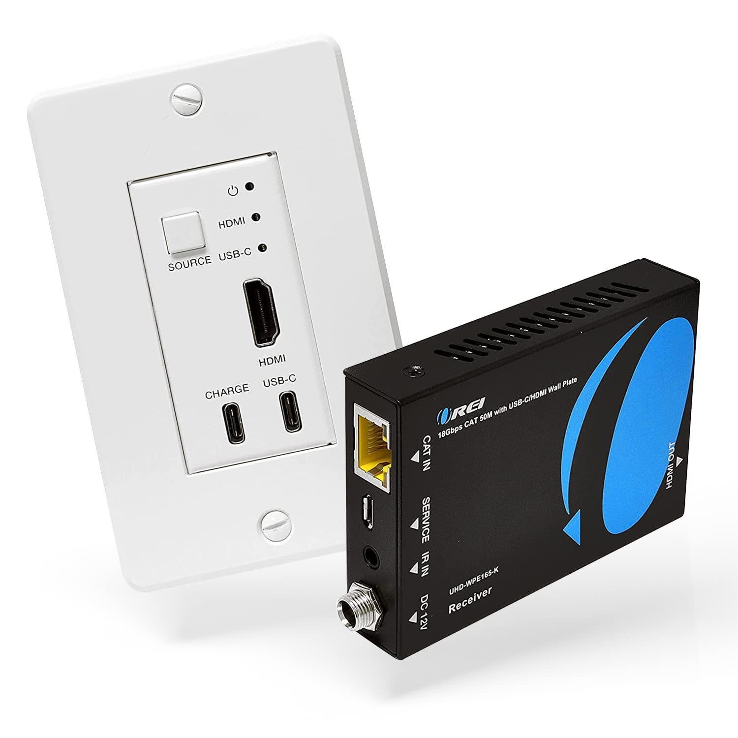 4K HDMI/USBC Extender Over Single Cat6/Cat7 Cable Wall Plate 60Hz Transmitter-image