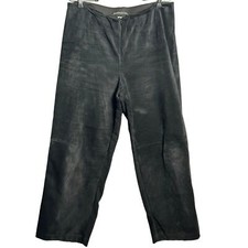 Equestrian Vintage Pig Suede Pull On Elastic Waist Pants Sz L Black Made in USA