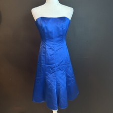 Davids Bridal Size 2 Strapless Bridesmaid Cocktail Wedding Guest Dress Blue