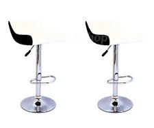 COPPIA SGABELLI ECOPELLE SGABELLO BIANCO NERO DESIGN BAR CUCINA UFFICIO TIME