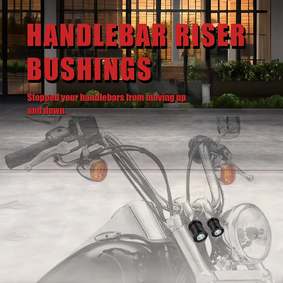 Bujes elevadores de manillar negros para Harley Softail Dyna Sportster XL 1973-2017 Foto 2 de 4