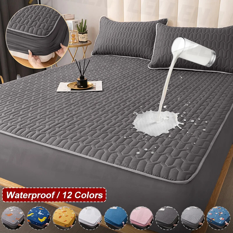 Funda de colchón gruesa impermeable acolchada alfombrilla de látex almohadilla para cama ajustada amigable con la piel