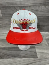 VINTAGE 90'S CHICAGO BULLS 1997 NBA FINALS CHAMPIONS LEATHER JEFF HAMILTON HAT