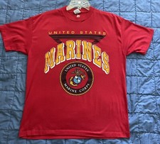 Vtg US Marines Tshirt Red Graphic Size XL Signal Made In USA Tag Single Stitch