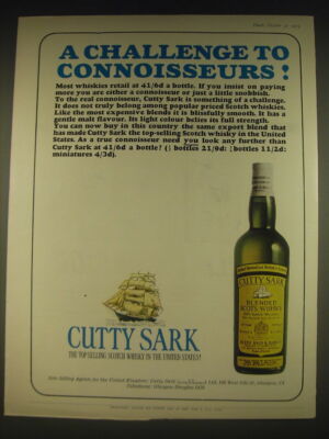 1963 Cutty Sark Scotch Ad - A challenge to connoisseurs