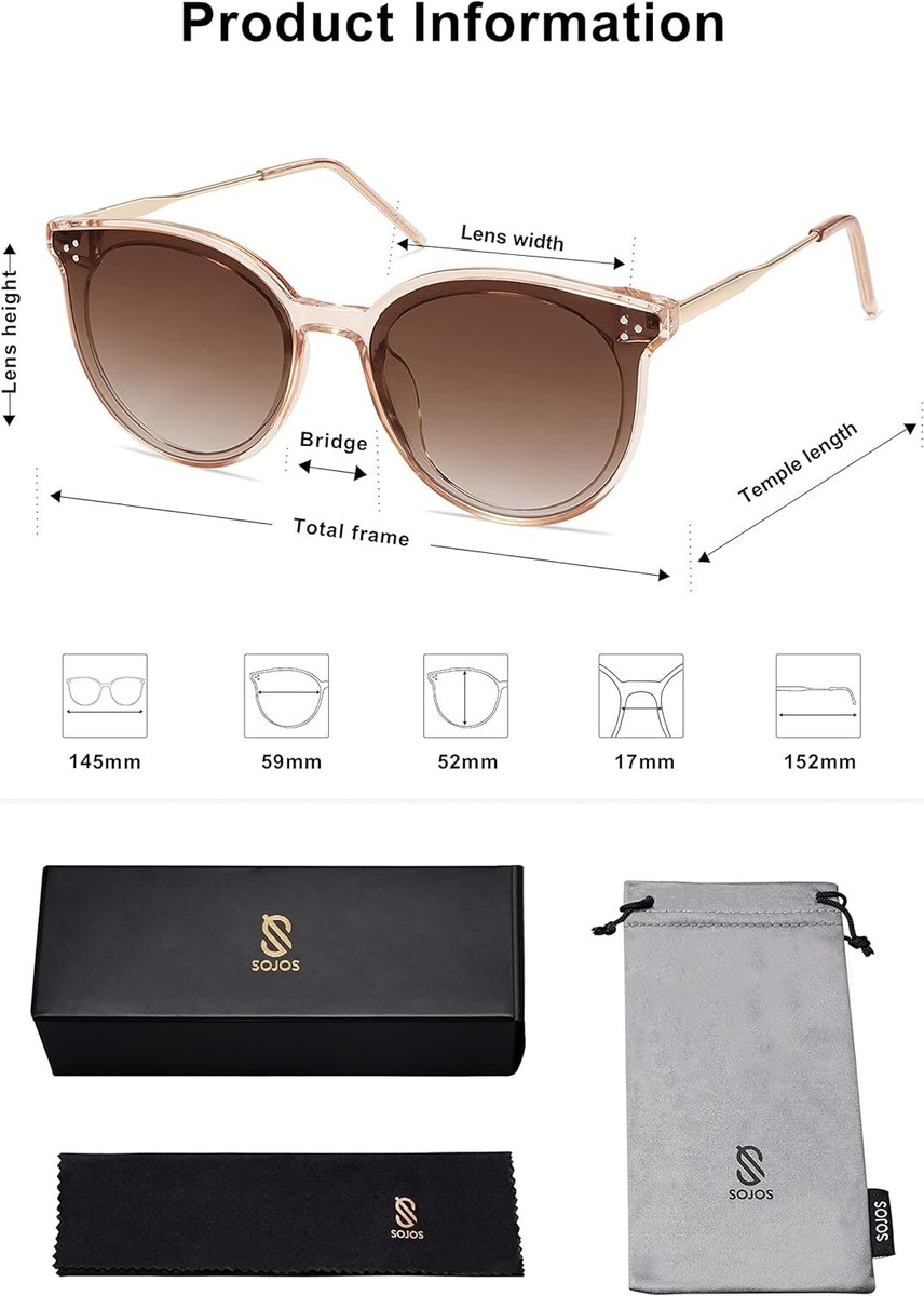 SOJOS Classic Round Sunglasses Womens Mens Trendy Oversized  display picture 3